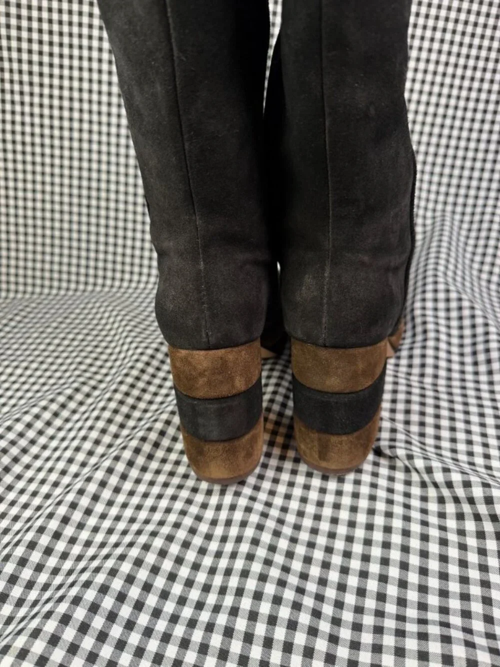 Tory Burch Platform Boots Womens 8 M Black Suede Knee High Leather Sole